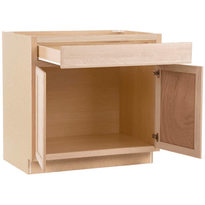 Oak Brook 36-In W X 35-In H X 23.75-In D Natural Unfinished Oak 1-Drawer Base Fully Assembled Cabinet (Flat Panel Square Style) - Image 12