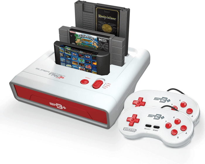 Retro-Bit Super Retro Trio HD plus 720P 3 in 1 Console System - HDMI Port - for Original NES/SNES, Super Nintendo and Sega Genesis Games - Red/White