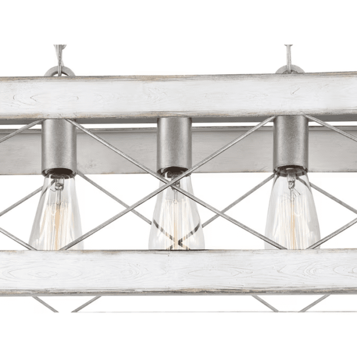 Bradberry 5-Light Antique White and Galvanized Farmhouse Linear Large Hanging Kitchen Island Light - Image 14