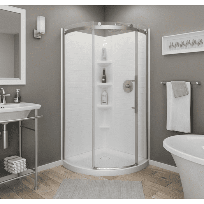 Elevate Brushed Nickel 34-5/8-In to 35-In W X 72-In H Frameless Corner Sliding Soft Close Shower Door - Image 4