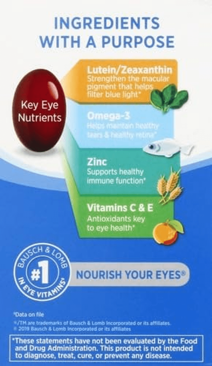 Eye Vitamin & Mineral Supplement, Contains Zinc, Vitamins C, E, Omega 3, Lutein, & Zeaxanthin, 90 Softgels (Packaging May Vary) - Image 3