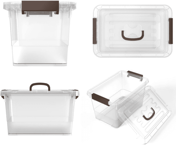 6-Pack Clear 7 Quart Storage Latch Box/Bins, Plastic Stackable Latching Box with Brown Handle and Lid, Multi-Purpose, 7 Litre - Image 3