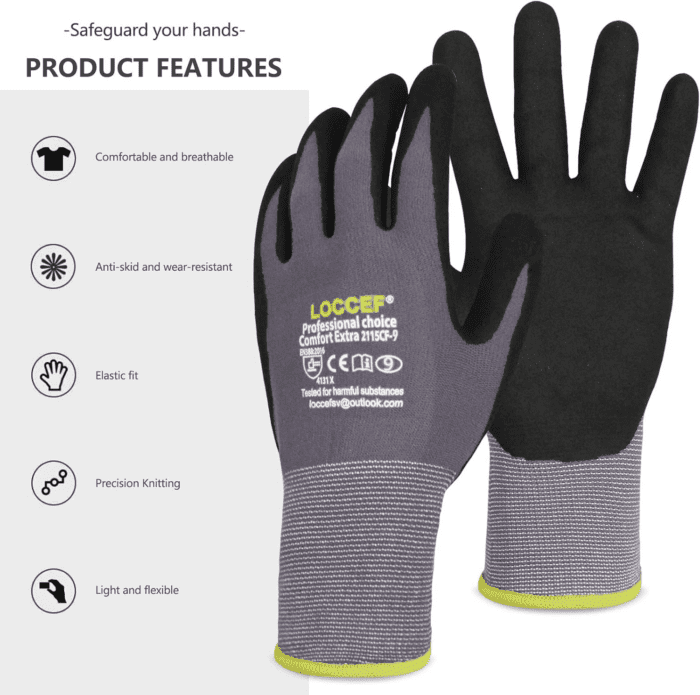 Work Gloves Microfoam Nitrile Coated-6 Pairs,Seamless Knit Nylon Gloves,Gray Work Gloves - Image 7