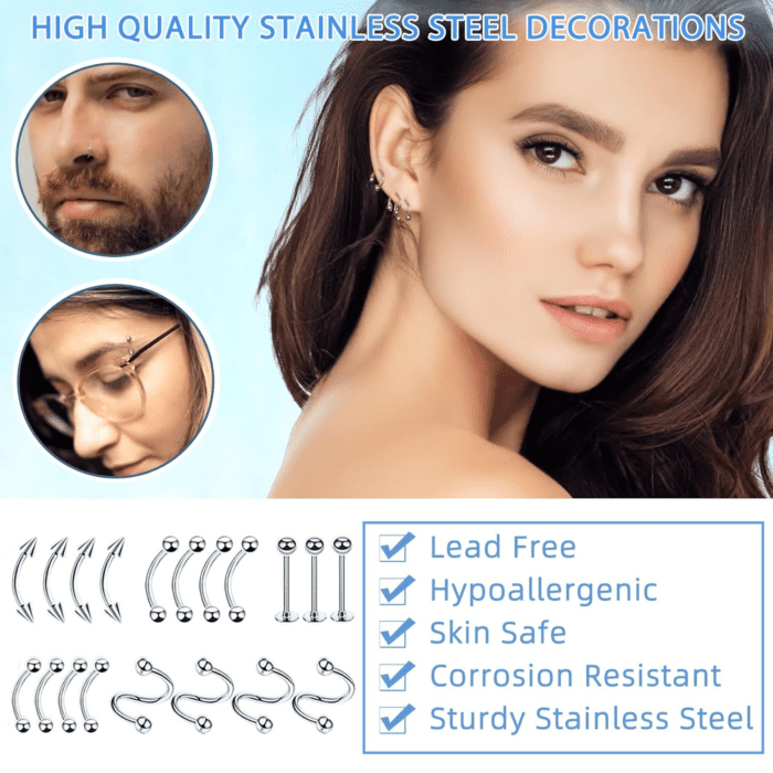 153Pcs Piercing Kit for All Body Piercings with Piercing Jewelry and Tools for Nose Septum Belly Button Lip Ear Tongue Cartilage Eyebrow and More with 12G 14G 16G and 20G Piercing Needles - Image 6