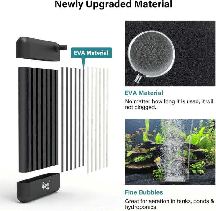 Non-Clogging Fish Tank Bubbler, Aquarium Air Stone with Special EVA Material, Air Bubbler for Nano Air Pump Fish Tank Small Bucket and Hydroponics - Image 3