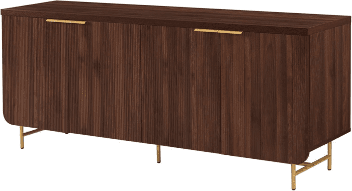 Lowen Contemporary Fluted-Door Sideboard, 69 Inch, Gold/Dark Walnut - Image 7