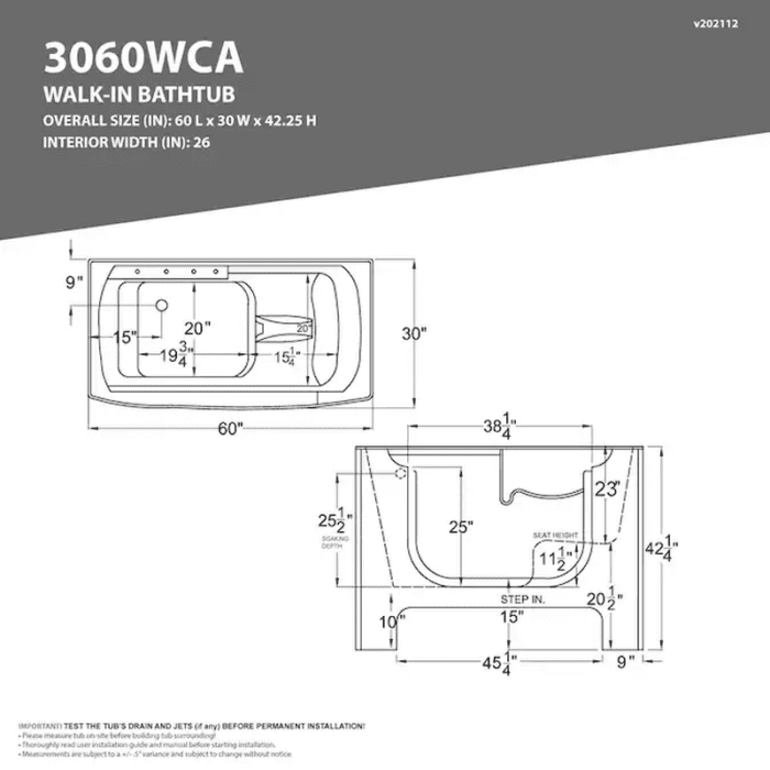 30-In X 60-In White Gel-Coated Fiberglass Walk-In Whirlpool and Air Bath Combination Tub with Faucet, Hand Shower and Drain (Left Drain) - Image 4