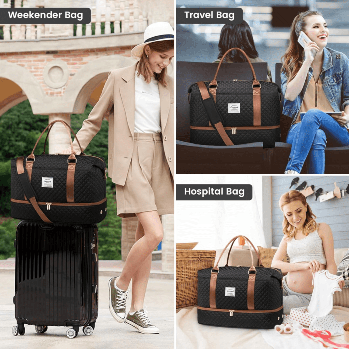 Travel Duffle Bag,Weekender Bags for Women with Shoe Compartment，Carry on Overnight Bag with Toiletry Bag,Gym Duffel Bag with Wet Pocket, Hospital Bags for Labor and Delivery - Image 6