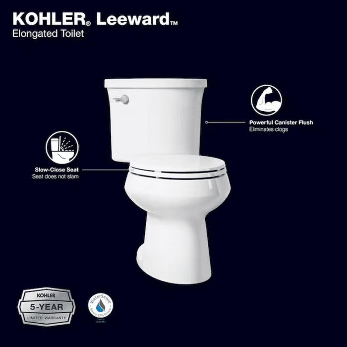 Leeward the Complete Solution White Elongated Standard Height Soft Close 2-Piece Toilet 12-In Rough-In Watersense 1.28 GPF - Image 4