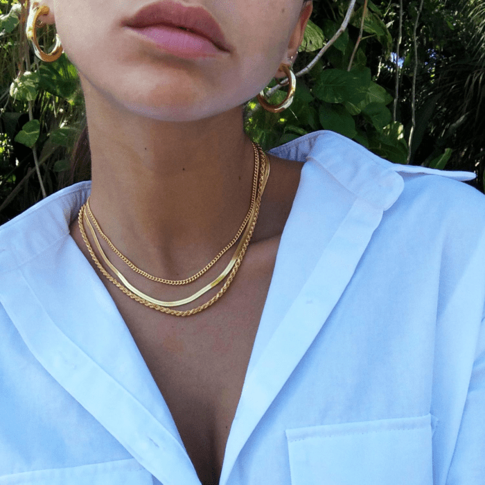 Herringbone Necklace for Women,Dainty Gold Necklace,14K Gold Plated Snake,Gold Chain Choker Necklaces,Simple Gold Layered Necklaces,Gold Jewelry Gift for Women - Image 3