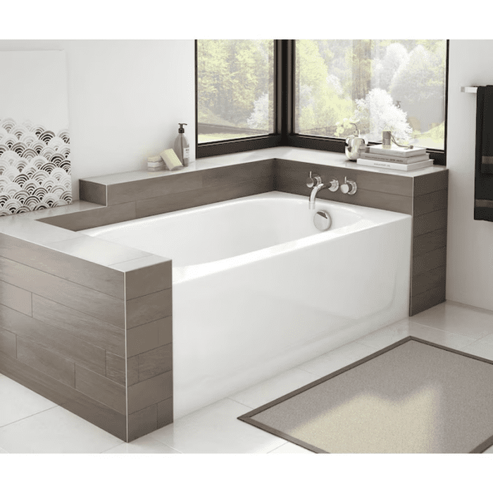 Pro Steel 30-In X 54-In White Porcelain Enameled Steel Alcove Soaking Bathtub (Right Drain) - Image 2