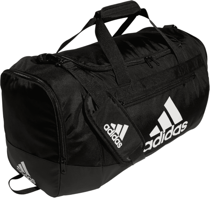 Unisex Adult Defender 4.0 Duffel, Durable Athletic Sports Gym Travel Bag for Men and Women, Black/White, Medium (66 L)