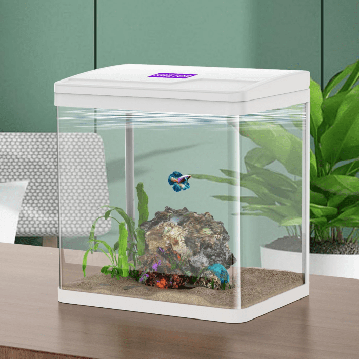 Small Fish Tank with Filter and Light, 2 Gallon Betta Fish Tank Starter Kits，Self-Cleaning Fish Tank. - Image 6