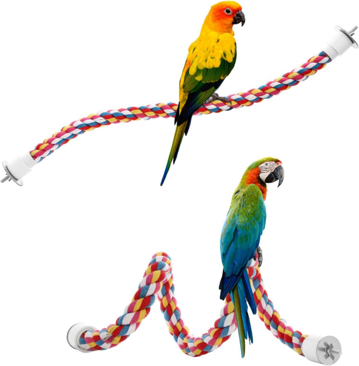 Bird Rope Perches,Parrot Toys 21 Inches Rope Bungee Bird Toy (21 Inches)[1 Pack] - Image 6