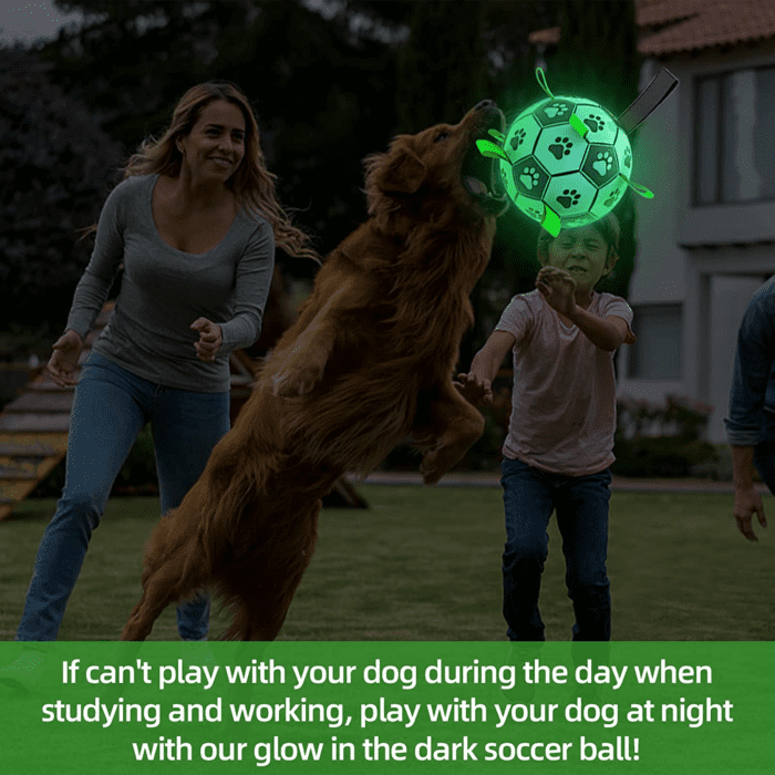 Glow in the Dark Dog Toys Soccer Ball with Straps, Outdoor Interactive Dog Toys Puppy Birthday Gifts, Dog Tug Water Toy, Light up Dog Balls for Small & Medium Dogs（6 Inch Size 2） - Image 4