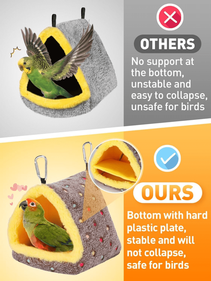 Winter Warm Bird Nest House, Fluffy Parrots Bird Bed for Cage, Hanging Hammock Plush Shed Hut Hideaway Hut Gift for Parakeets Cockatiels Conures Lovebirds - Image 2