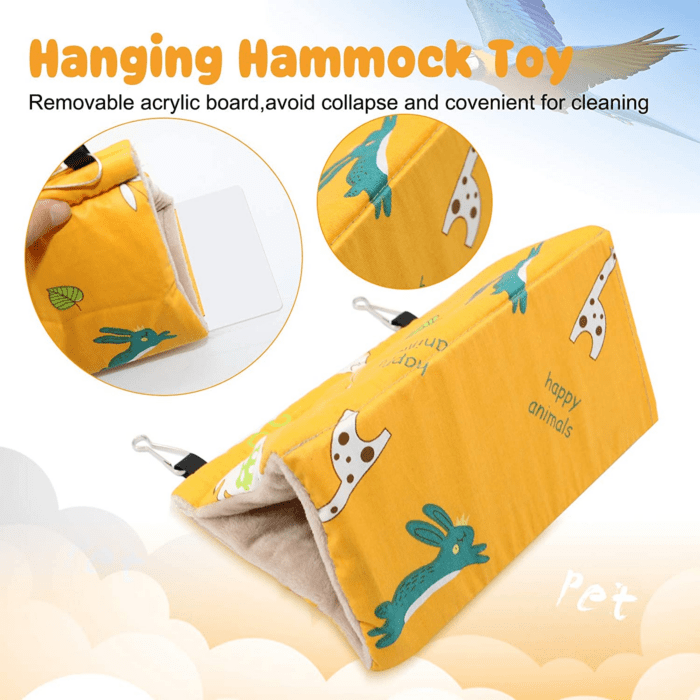 Winter Warm Bird Nest House - Hanging Hammock Velvet Shed Hut Cage Plush Fluffy Birds Hideaway Sleeping Bed Fuzzy for Parrot Parakeet Cockatiels Budgies Lovebird Small（Yellow） - Image 4