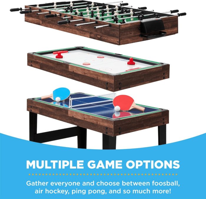 2X4Ft 10-In-1 Combo Game Table Set for Home, Game Room, Friends & Family W/Hockey, Foosball, Pool, Shuffleboard, Ping Pong, Chess, Checkers, Bowling, and Backgammon - Image 3