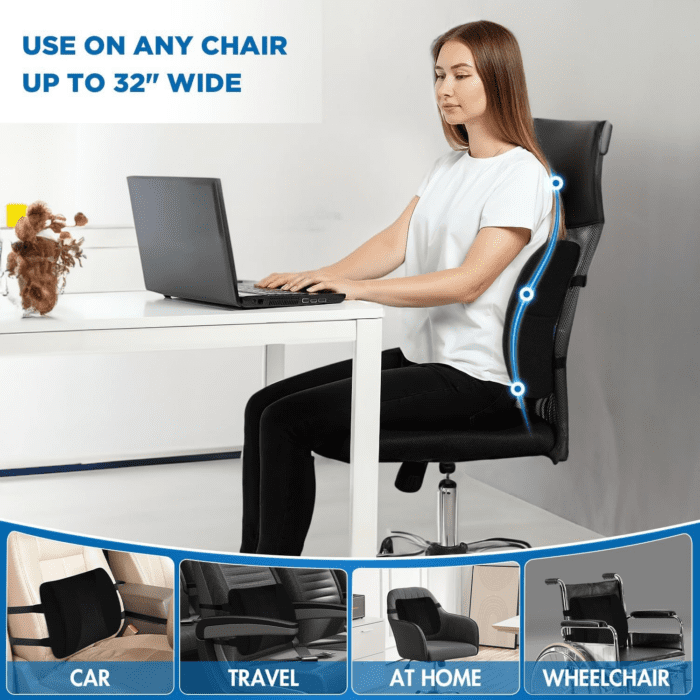 Lumbar Support Pillow for Office Chair Car, Gaming Chair Lower Back Pain Relief Memory Foam Cushion with 3D Mesh Cover Ergonomic Orthopedic Back Rest Lower Back Support - Image 2