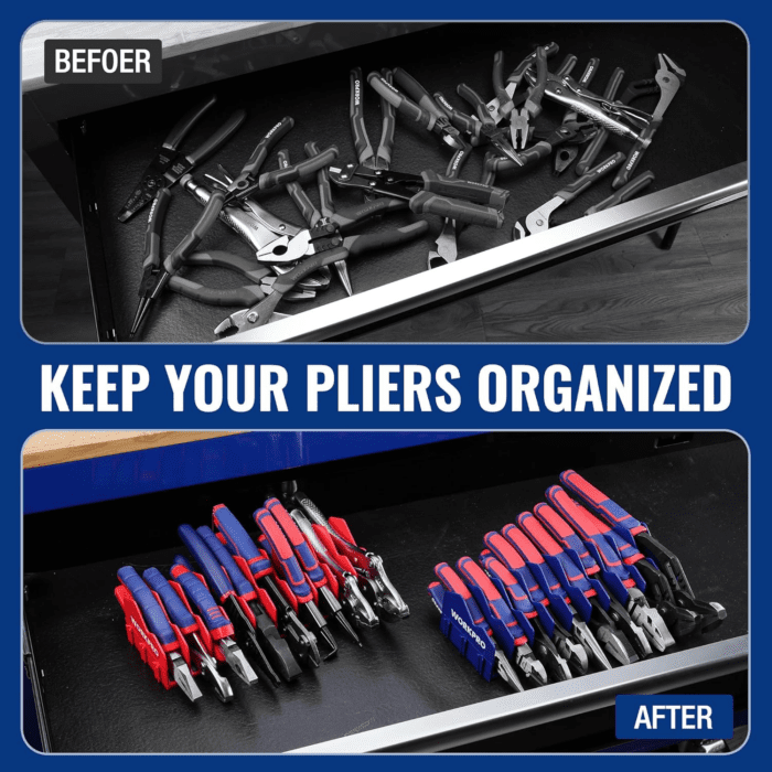 2-Pack Plier Organizer Rack, Plier Holder and Cutter Organizer with Non-Slip Rubber Base, 20 Slots Tool Box Organizer, Tool Drawer Organizer, Tool Storage, Plier Rack (Pliers Not Included) - Image 2