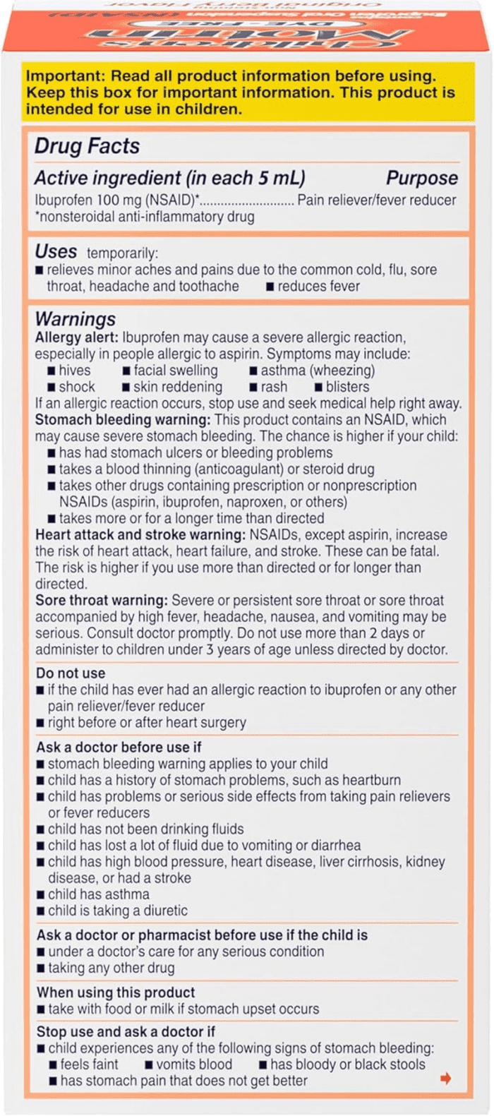 Children'S Oral Suspension 100Mg Ibuprofen Medicine, NSAID Fever Reducer & Pain Reliever for Minor Aches & Pains Due to Cold & Flu, Dye Free, Alcohol-Free, Berry Flavored, 8 Fl. Oz - Image 9