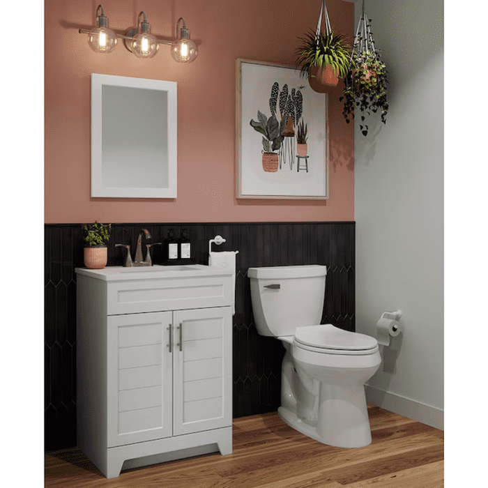 Kirkman 24-In White Single Sink Bathroom Vanity with White Cultured Marble Top (Mirror Included) - Image 21