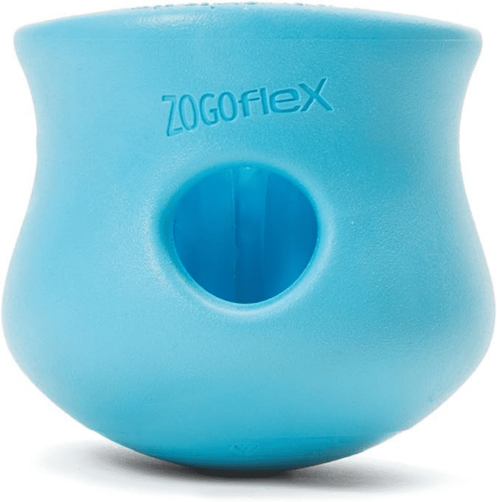 Zogoflex Toppl Treat Dispensing Dog Toy Puzzle – Interactive Chew Toys for Dogs – Dog Toy for Moderate Chewers, Fetch, Catch – Holds Kibble, Treats, X-Large, Aqua Blue - Image 2