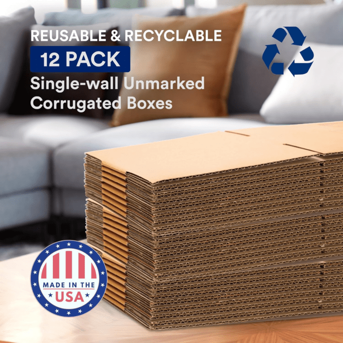 Moving Boxes, Extra Large 20" X 20" X 15" (12 Pack), Corrugated Cardboard Box for Packing Packaging Storage Mailing, and Shipping for Office of Home, 32 ECT - Pack of 12 - Image 3