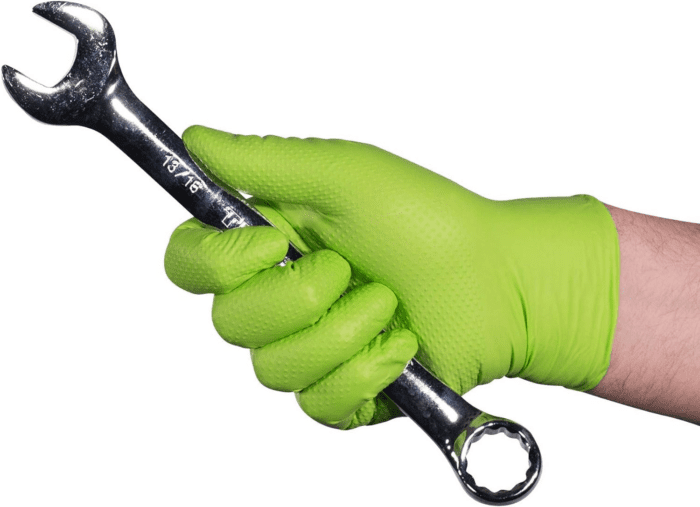 HD Green Nitrile Gloves, 8 Mil Nitrile Gloves Medium-Xxl Sizes, Nitrile Disposable Gloves with Raised Diamond Grip - Image 3