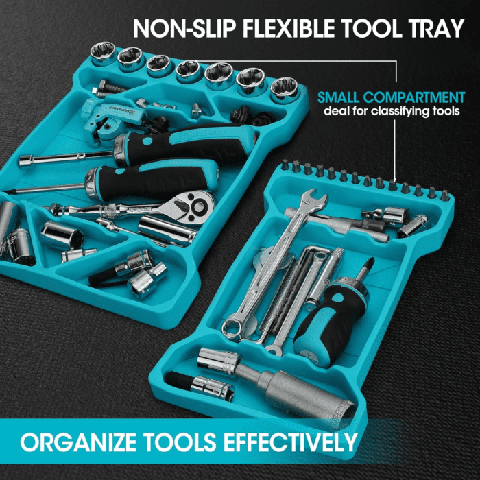 Flexible Tool Tray, Silicone Tool Holder for Mechanics Storage, Heat and Chemical Resistant Tool Organizer for Automotive, Industry and Household(3Pack Blue) - Image 3