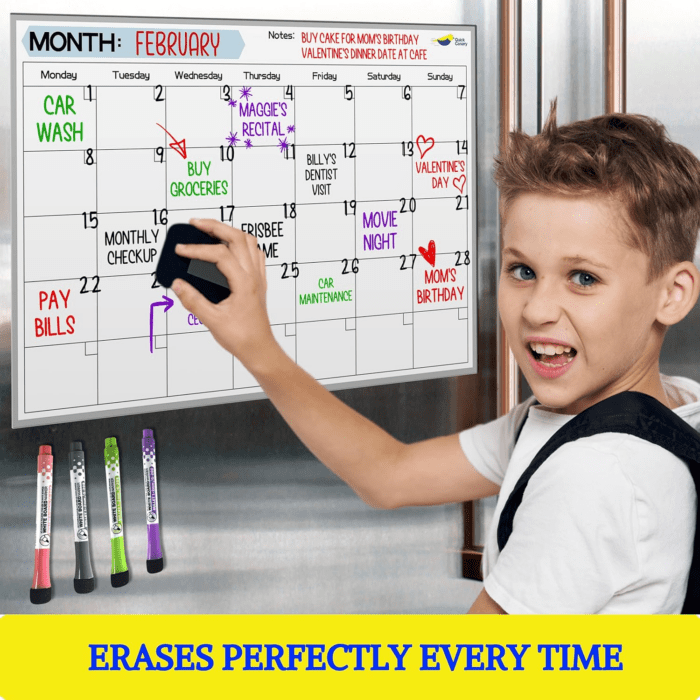 Magnetic Dry Erase Calendar for Refrigerator Starting from Monday - 17X12” Monthly Calendar Whiteboard for Fridge - No Stains or Ghosts - White Board Planner - 4 Dry Erase Markers and Large Eraser - Image 7