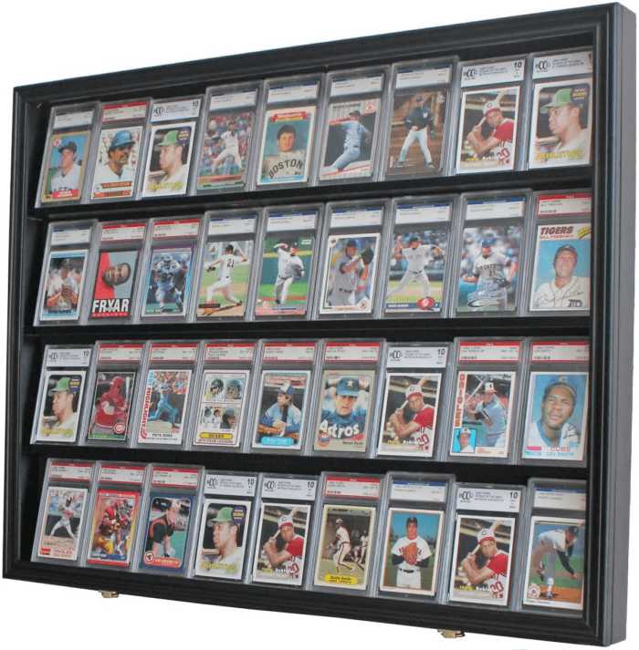 Pro UV 36 Graded Sports Card Display Case for Football Baseball Basketball Hockey Comic Trading Cards Horizontal (Black Finish)