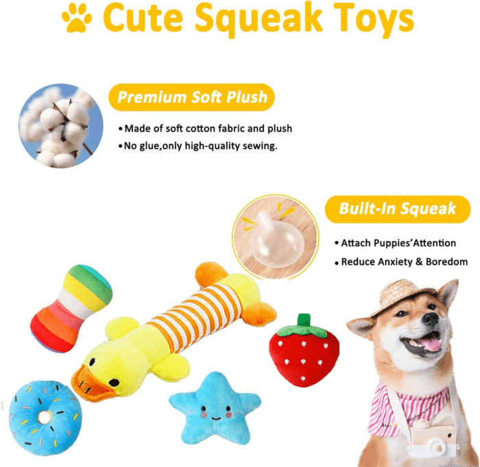 Dog Puppy Toys 25 Pack,Puppy Chew Toys for Fun and Teeth Cleaning,Dog Squeak Plush Toys, Squeaky Toy Balls, Tug of War Toys, Puppy Teething Toys, Dog Rope Toys Pack for Puppy to Small Dogs - Image 3