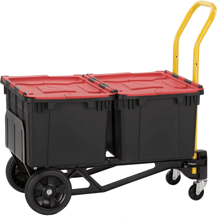 Trucks Heavy Duty Nylon Frame Convertible Hand Truck Dolly Cart with Adjustable Telescopic Frame and Pneumatic Wheels, Black - Image 8