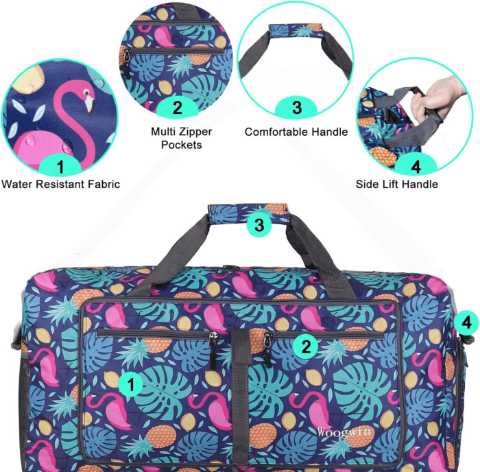 Travel Duffel Bag Large Foldable Waterproof Overnight Bag for Beach Swim Bags Pool Sports Gym - Image 4