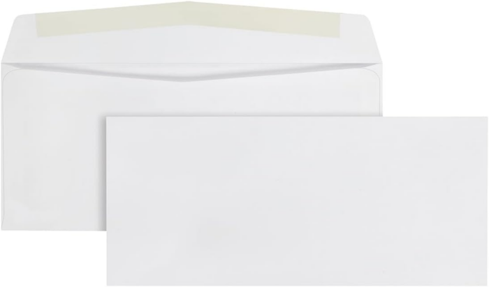 #10 Envelopes, Letter Size White Mailing Envelopes, 4-1/8X9-1/2 Inch, No Window Business Envelopes, Gummed Closure, 500/Box (QUA90020) - Image 9