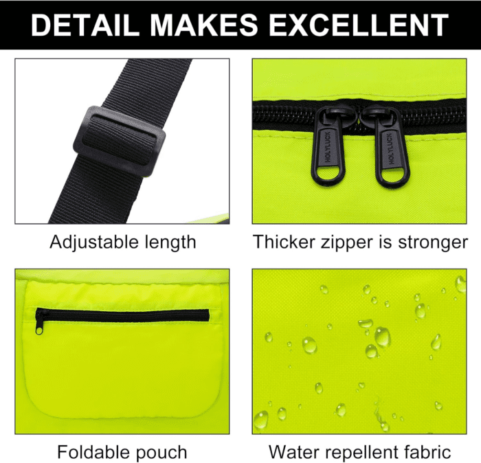 Foldable Travel Duffel Bag for Women & Men Luggage Great for Gym - Fluorescent Yellow - Image 4