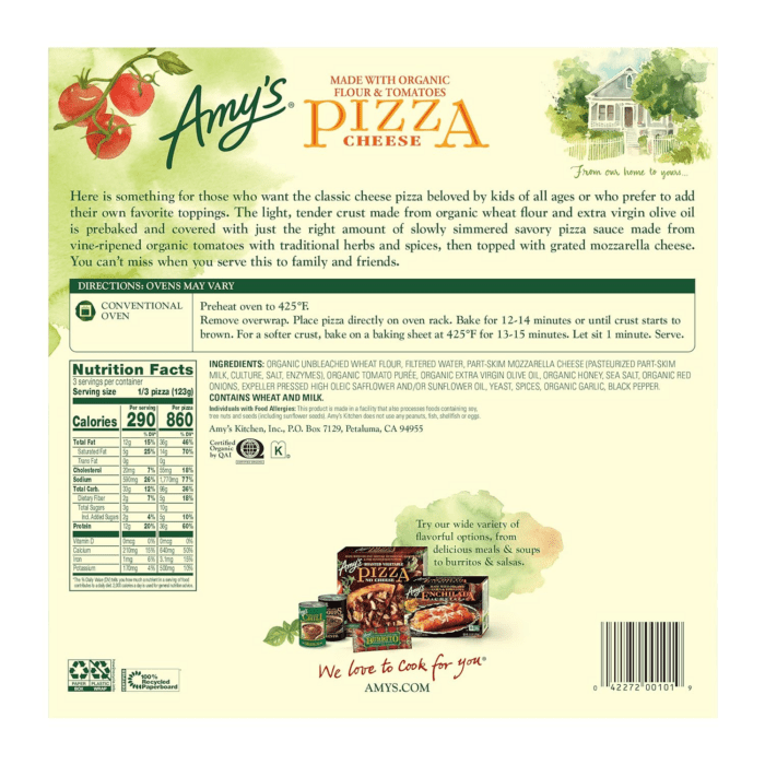 Frozen Pizza, Cheese Pizza, Made with Organic Flour and Tomatoes, Frozen Meals, 13.0 Oz - Image 5