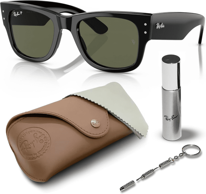 RB0840S MEGA WAYFARER Square Shape Sunglasses with Eyewear Kit Bundle - High Bridge Fit - Square Sunglasses