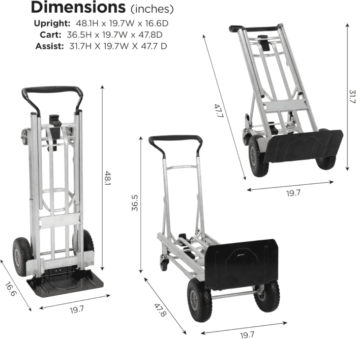 4-In-1 Folding Series Hand Truck with Flat-Free Wheels - Image 4