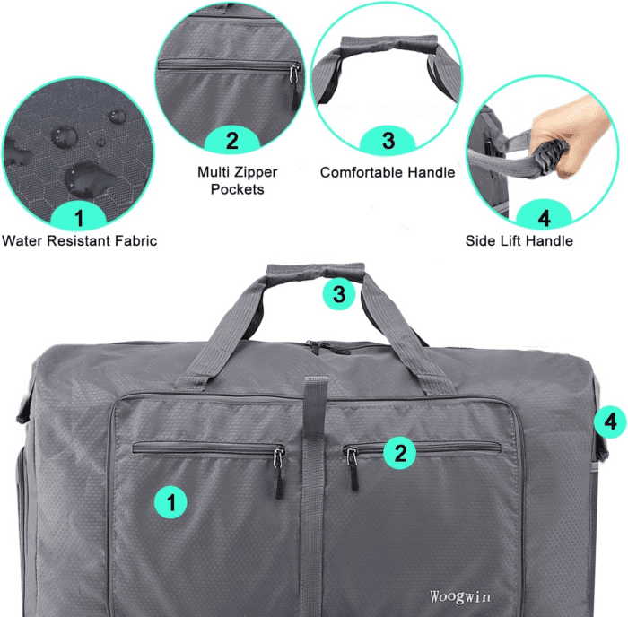 Travel Duffel Bag Large Foldable Waterproof Overnight Bag for Beach Swim Bags Pool Sports Gym - Image 4