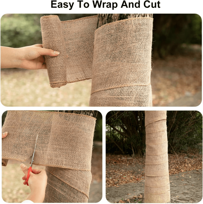 2 Rolls Burlap Tree Protector Wraps, 7.8" × 9.8' Winter Tree Trunk Guards Protector Wrap Burlap Fabric Garden Plants Tree Wrap Antifreeze Bandage Bark Protector Wrap for Keeping Warm and Moisturizing - Image 6