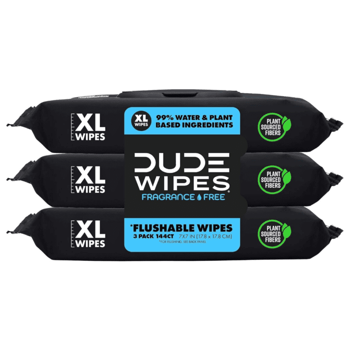 - Flushable Wipes - 3 Pack, 144 Wipes - Unscented Extra-Large Adult Wet Wipes - Vitamin-E & Aloe - Septic and Sewer Safe