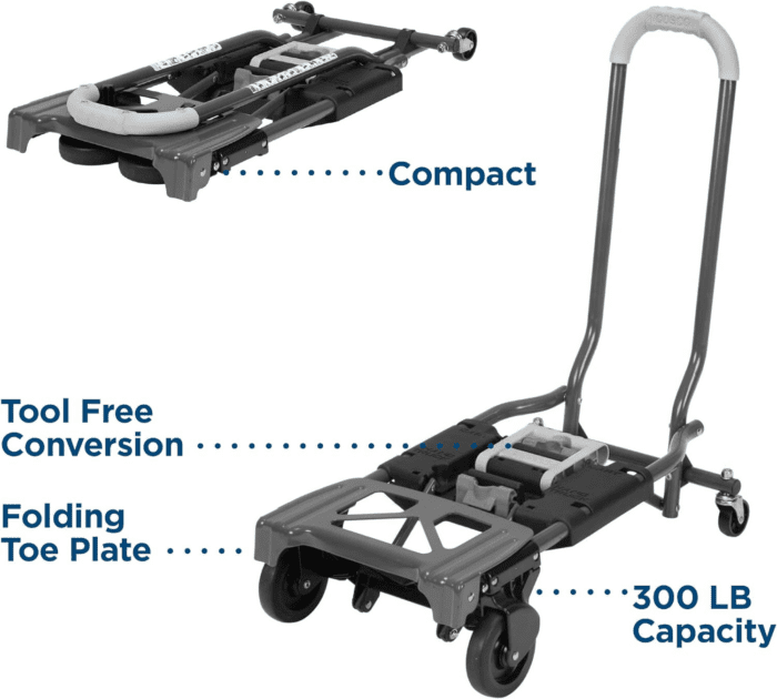 Shifter Multi-Position Folding Hand Truck and Cart, 300 Lb. Weight Capacity, Green, 12222PBG1E - Image 5