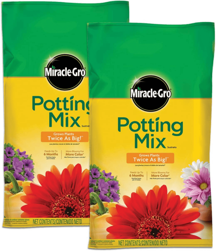 Potting Mix, for Container Plants, Flowers, Vegetables, Annuals, Perennials, Shrubs, Feeds for up to 6 Months, 16. Qt., 2-Pack