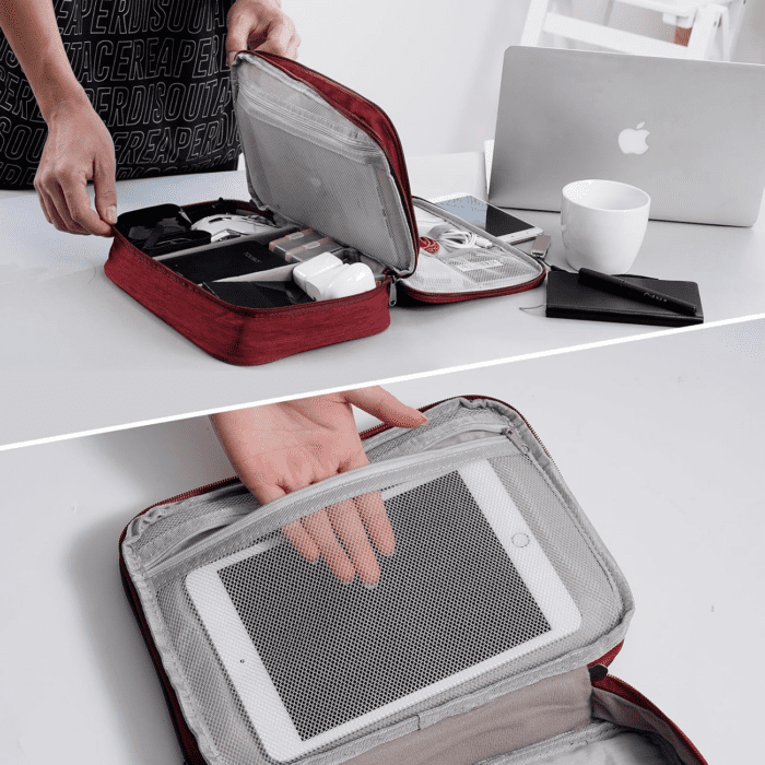 Electronics Organizer,  Electronic Accessories Bag Travel Cable Organizer Three-Layer for Ipad Mini, Kindle, Hard Drives, Cables, Chargers - Image 7