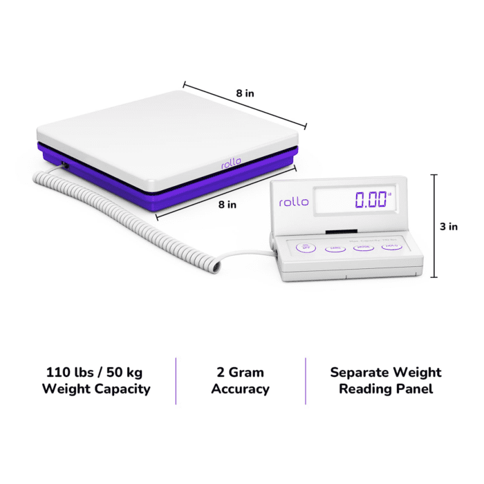 Shipping Scale for Packages - Digital Shipping Postal Scale (110 Lb Max) - Hold and Tare Functions - Includes AC Adapter and 2X AAA Batteries - Image 4