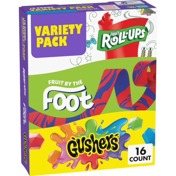 Fruit Roll-Ups, , Gushers, Fruit Flavored Snacks Variety Pack, Gluten Free, Stocking Stuffer, 16 Ct, 10.2 Oz