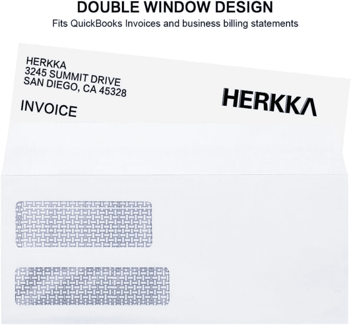 #9 Double Window Security Envelopes,  No.9 Double Window Business Envelopes Designed for Quickbooks Invoices and Business Statements - Number 9 Size 3 7/8 Inch X 8 7/8 Inch - 24 LB - 500 Pack - Image 6