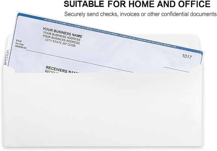 #10 Security Self-Seal Envelopes, No.10 Windowless Bussiness Envelopes, Security Tinted with Printer Friendly Design - Size 4-1/8 X 9-1/2 Inch - White - 24 LB - 500 Pack - Image 7